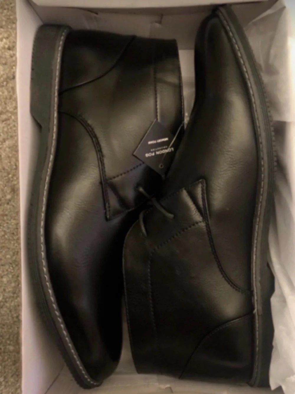 London Fog Black Lace Up Chukka Boots With Memory Foam Sz 9.5